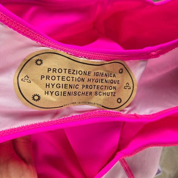 Eomenie Size Medium Hot Pink One Piece Swimsuit Ruffle Ruching Adj Straps NWT - Picture 13 of 14